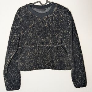 PrAna Polar Escape Sweater Crew Neck Long Sleeve Black Size M Sherpa Reversible